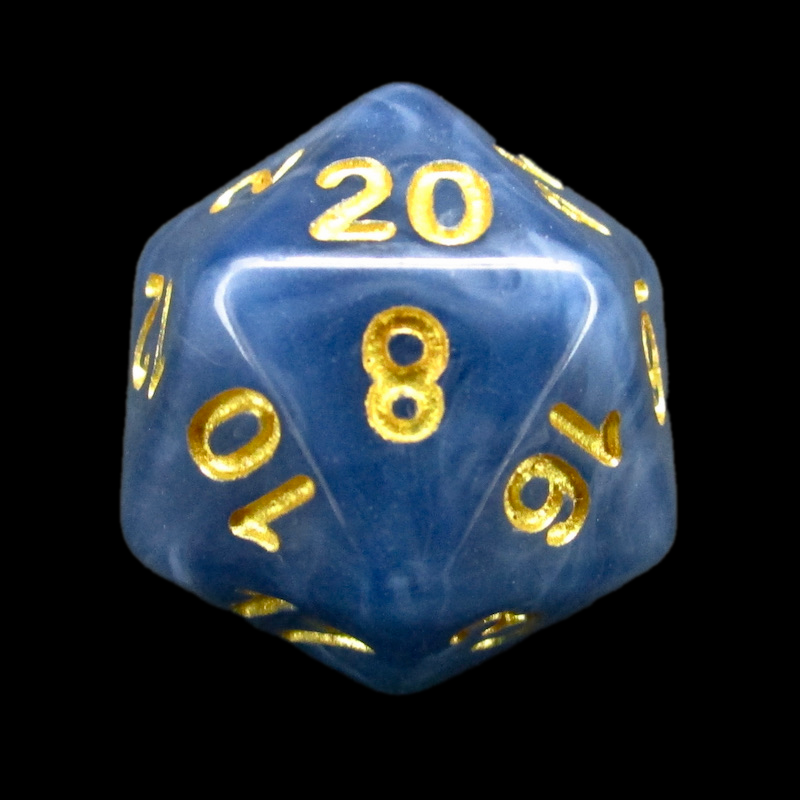 TDSO Jade Blue & Gold D20 Dice