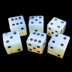 TDSO Gemstone Opalite & Black 6 x D6 Spot Dice Set in Padded Case