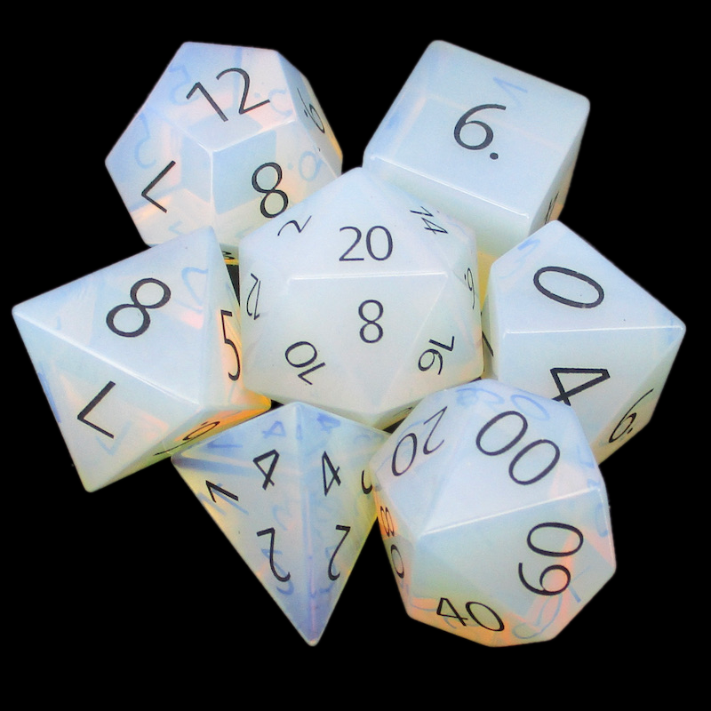 TDSO Gemstone Opalite & Black 7 Dice Polyset