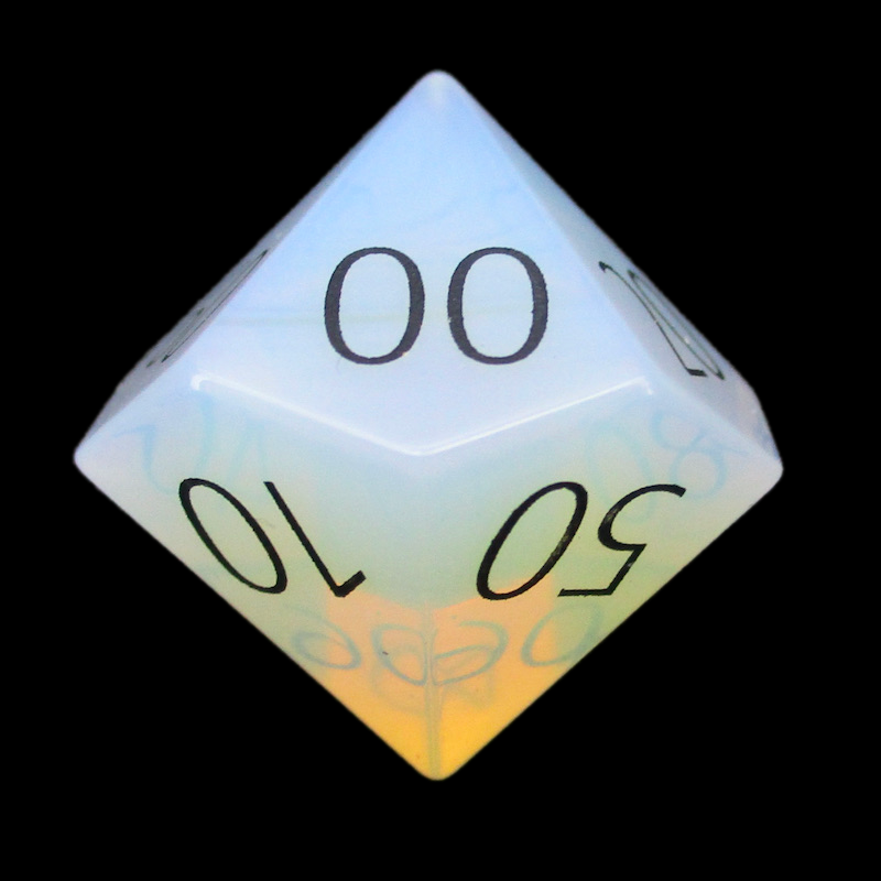 TDSO Gemstone Opalite & Black Percentile Dice
