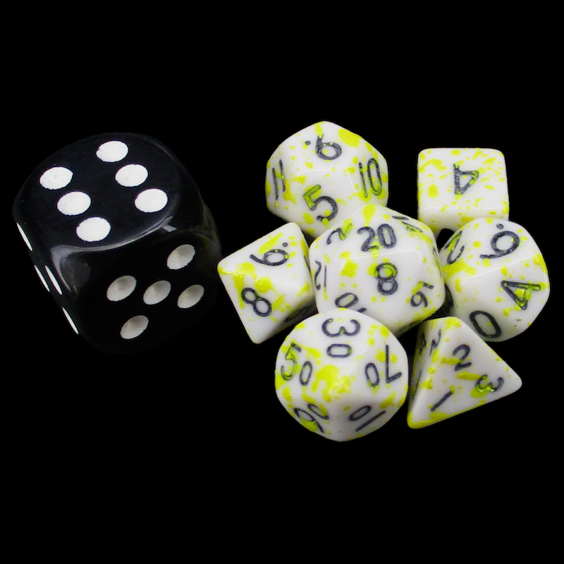 TDSO Splatter - Radioactive MINI 10mm 7 Dice Polyset