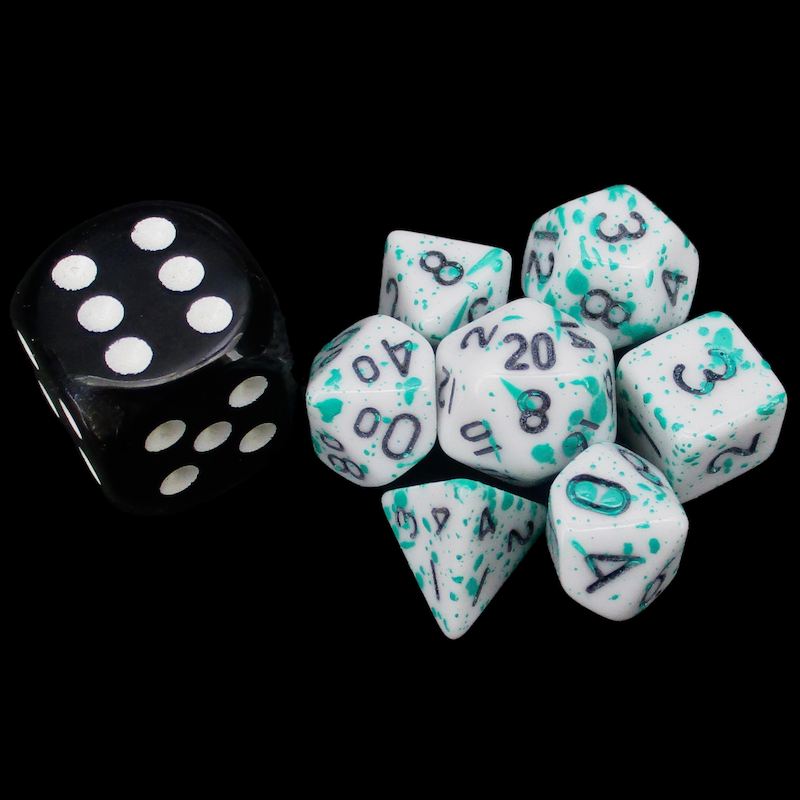 TDSO Splatter - Goblin Blood MINI 10mm 7 Dice Polyset