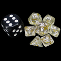 TDSO Confetti Clear & Gold MINI 10mm 7 Dice Polyset