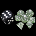TDSO Confetti Clear & Green MINI 10mm 7 Dice Polyset