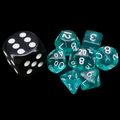 TDSO Translucent Teal & White MINI 10mm 7 Dice Polyset