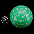 TDSO Cannonball Opaque Green & White HUGE 55mm D100 Dice