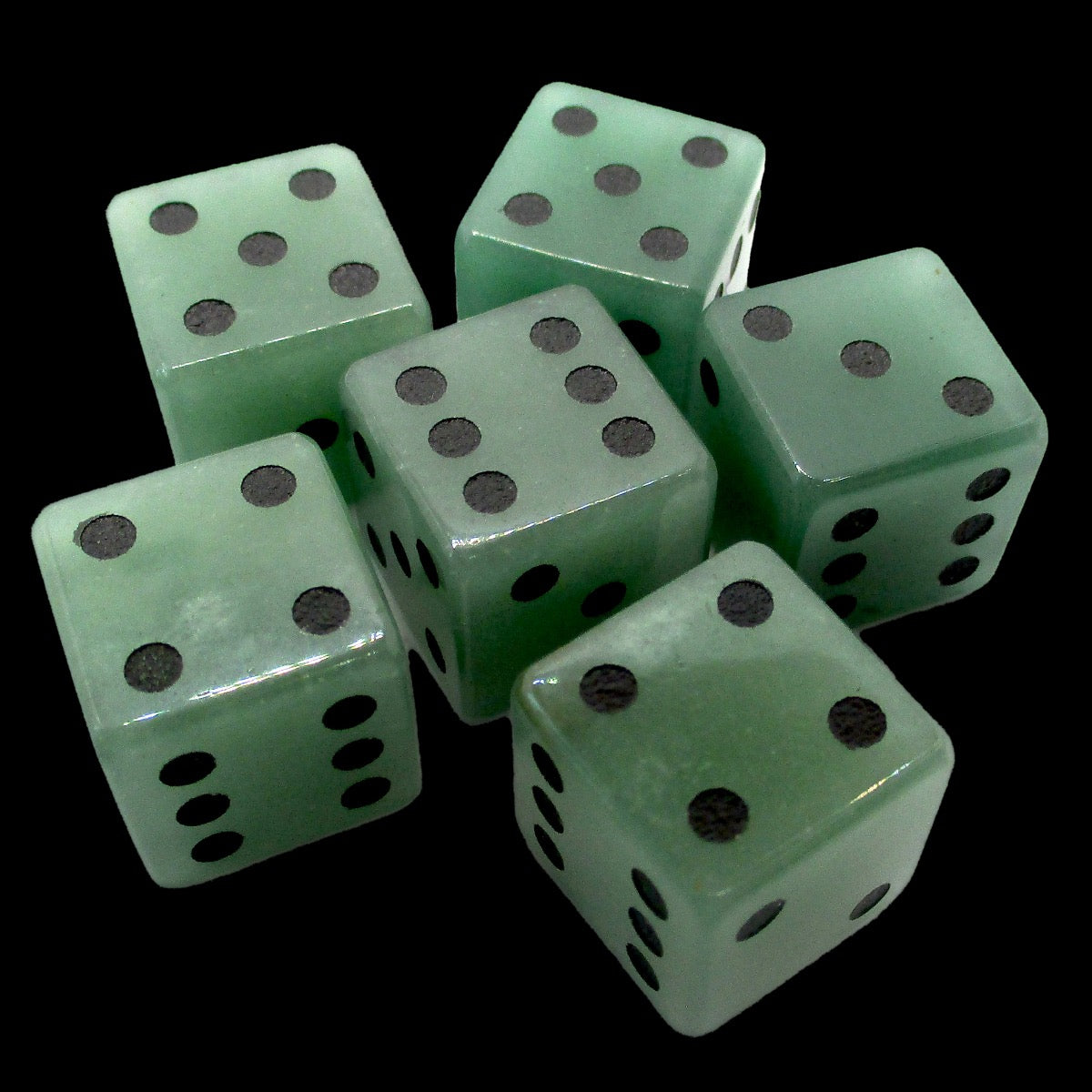TDSO Gemstone Aventurine Green & Black 6 x D6 Spot Dice Set