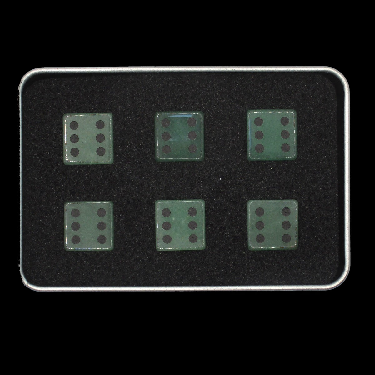 TDSO Gemstone Aventurine Green & Black 6 x D6 Spot Dice Set