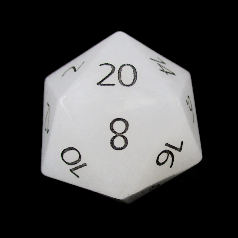 TDSO Gemstone Quartz Snow & Black D20 Dice
