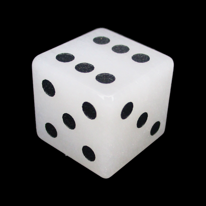 TDSO Gemstone Quartz Snow & Black D6 Spot Dice