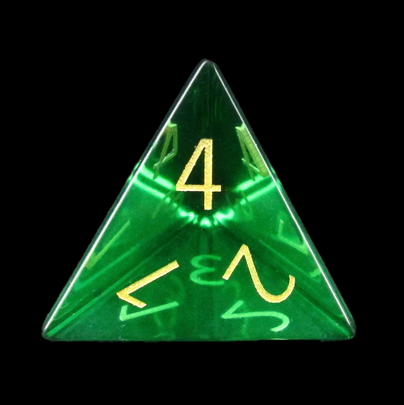 TDSO Zircon Glass Emerald & Gold D4 Dice