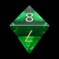 TDSO Zircon Glass Emerald & Gold D8 Dice