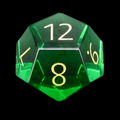 TDSO Zircon Glass Emerald & Gold D12 Dice