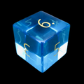 TDSO Zircon Glass Blue Topaz & Gold D6 Dice