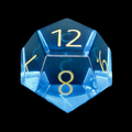 TDSO Zircon Glass Blue Topaz & Gold D12 Dice