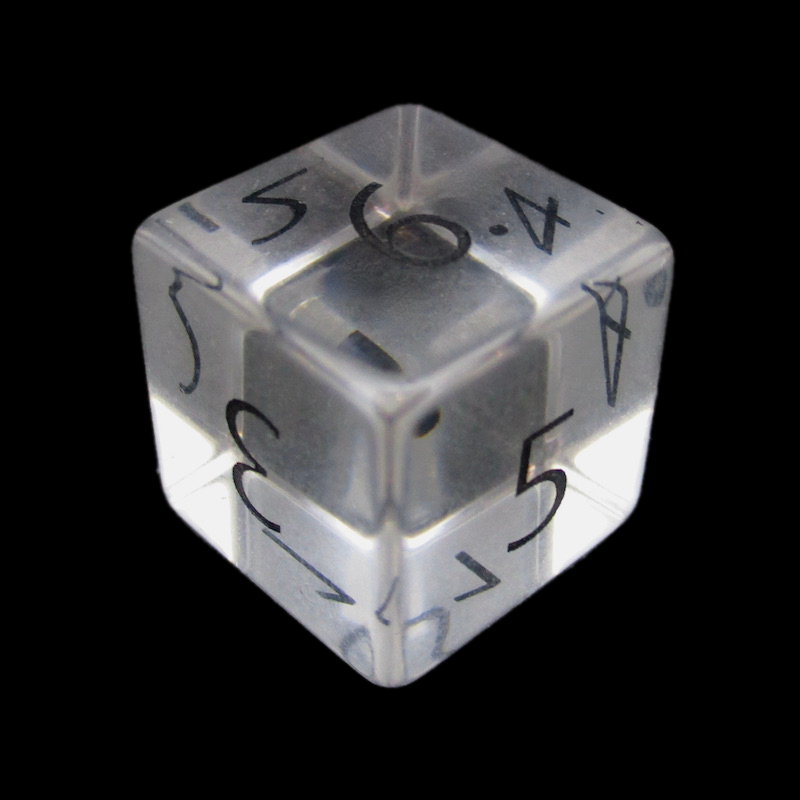 TDSO Zircon Glass Diamond & Black D6 Dice
