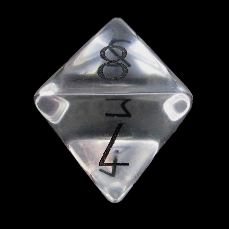 TDSO Zircon Glass Diamond & Black D8 Dice