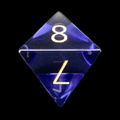 TDSO Zircon Glass Alexandrite & Gold D8 Dice