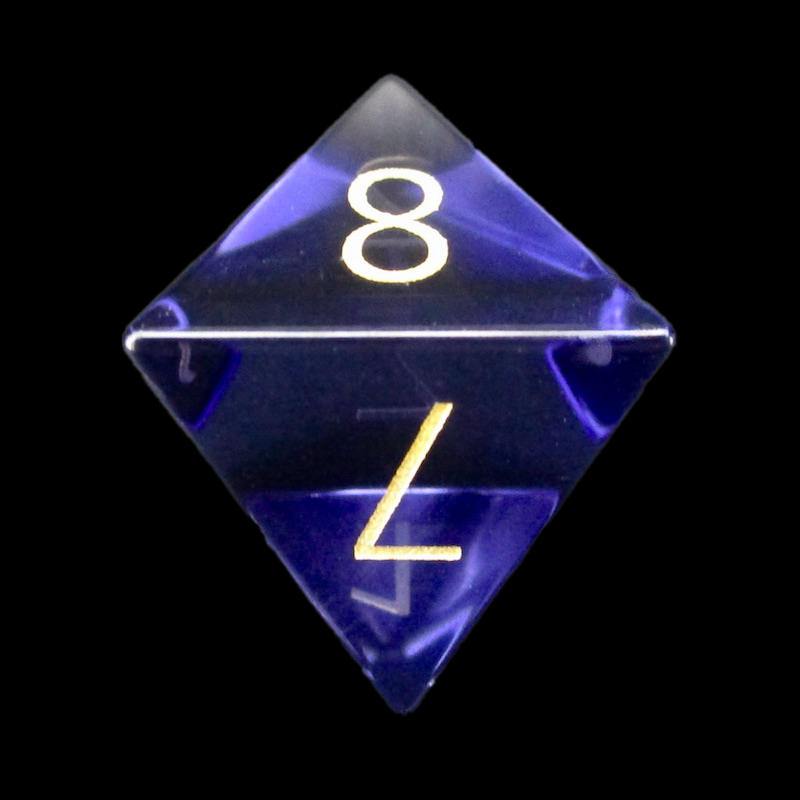 TDSO Zircon Glass Alexandrite & Gold D8 Dice