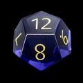 TDSO Zircon Glass Alexandrite & Gold D12 Dice