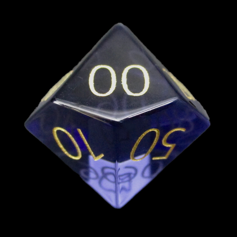 TDSO Zircon Glass Alexandrite & Gold Percentile Dice