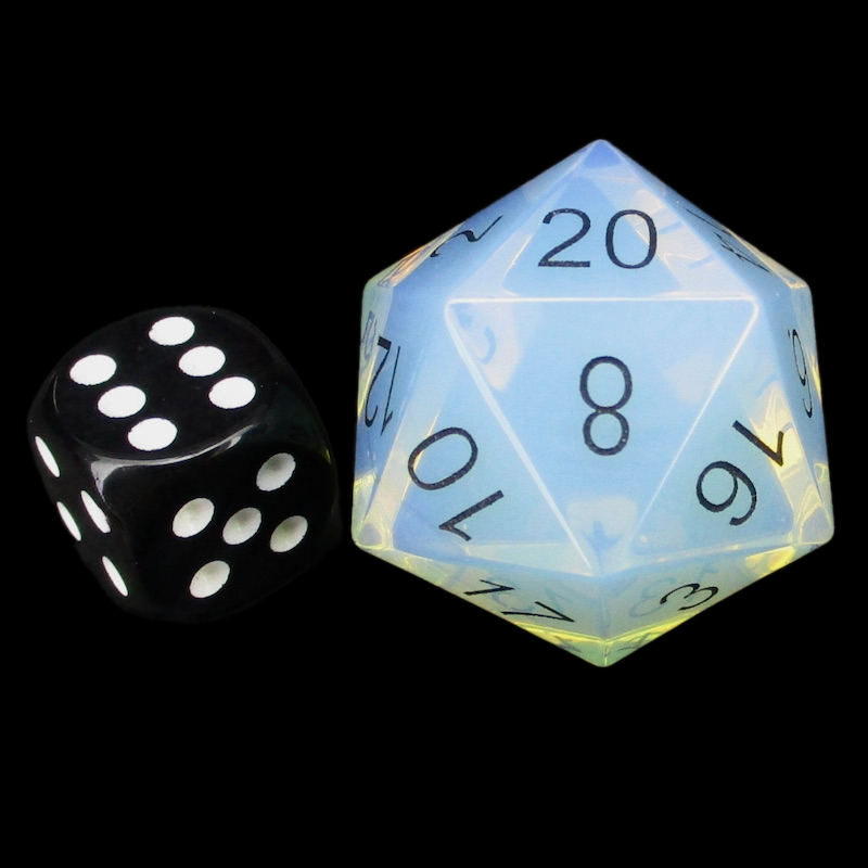 TDSO Gemstone Opalite & Black JUMBO 30mm D20 Dice