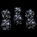 TDSO Opaque Black & White Negative Counter 6 x D6 Dice Set