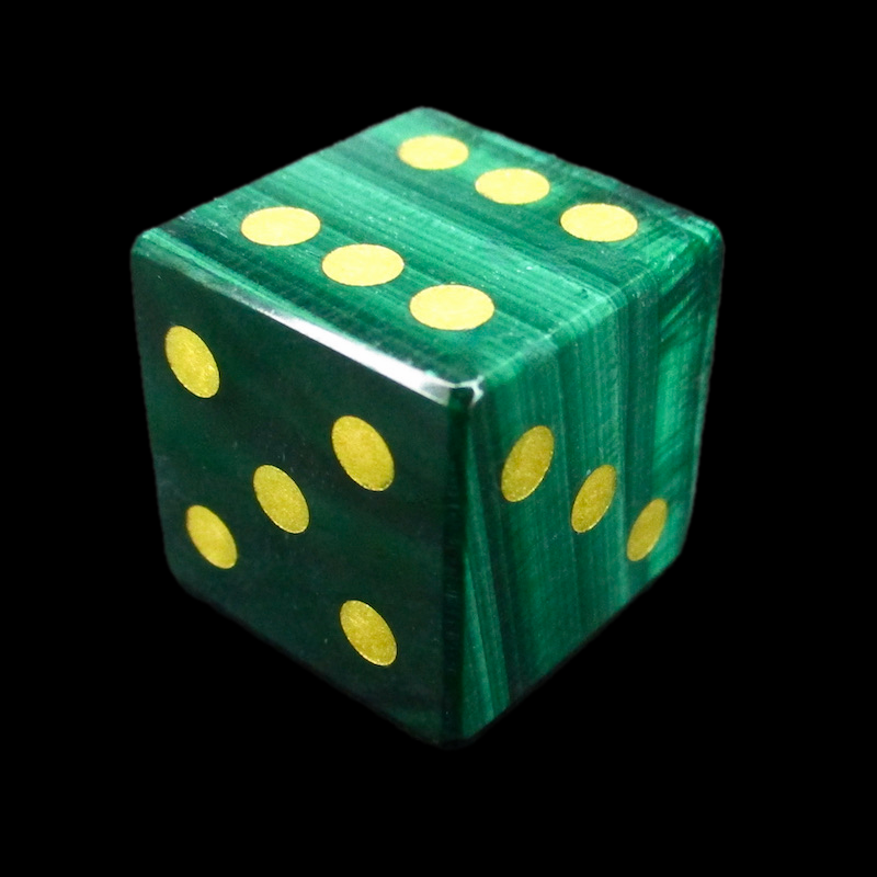 TDSO Gemstone Malachite & Gold D6 Spot Dice