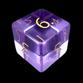 TDSO Zircon Glass Amethyst & Gold D6 Dice
