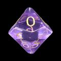 TDSO Zircon Glass Amethyst & Gold D10 Dice