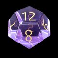 TDSO Zircon Glass Amethyst & Gold D12 Dice