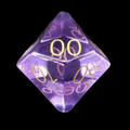 TDSO Zircon Glass Amethyst & Gold Percentile Dice