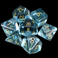 TDSO Zircon Glass Aquamarine & Gold 7 Dice Polyset