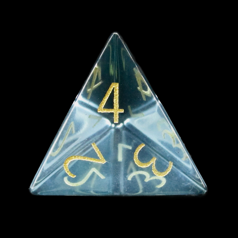 TDSO Zircon Glass Aquamarine & Gold D4 Dice