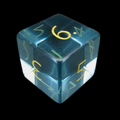 TDSO Zircon Glass Aquamarine & Gold D6 Dice