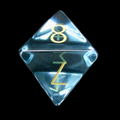 TDSO Zircon Glass Aquamarine & Gold D8 Dice