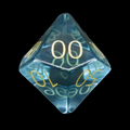 TDSO Zircon Glass Aquamarine & Gold Percentile Dice
