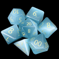 TDSO Cats Eye Glass Mint Blue & Gold 7 Dice Polyset