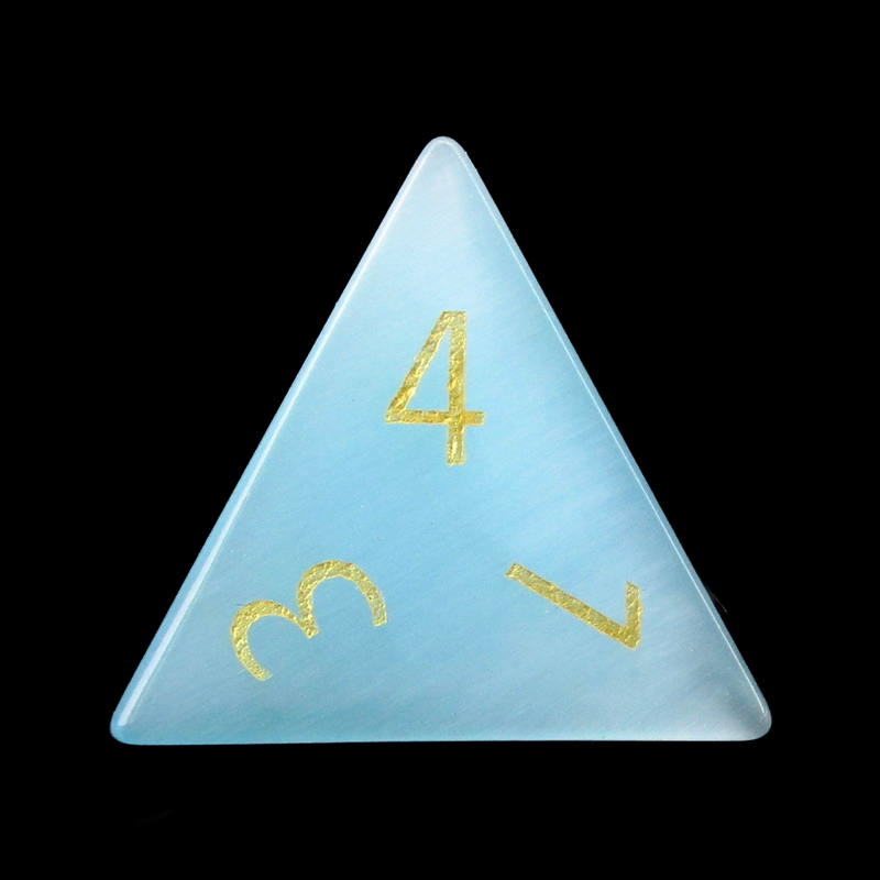 TDSO Cats Eye Glass Mint Blue & Gold D4 Dice