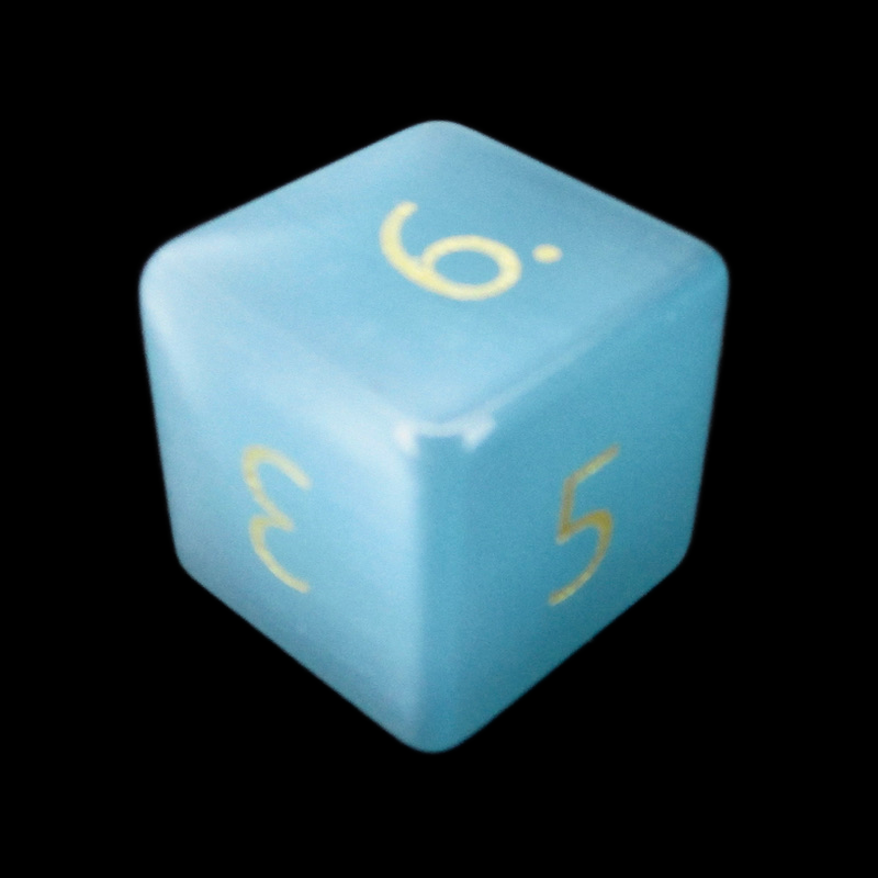 TDSO Cats Eye Glass Mint Blue & Gold D6 Dice