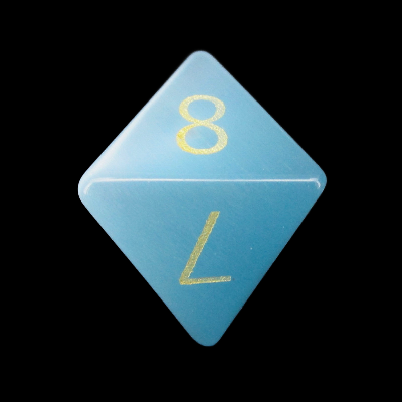 TDSO Cats Eye Glass Mint Blue & Gold D8 Dice
