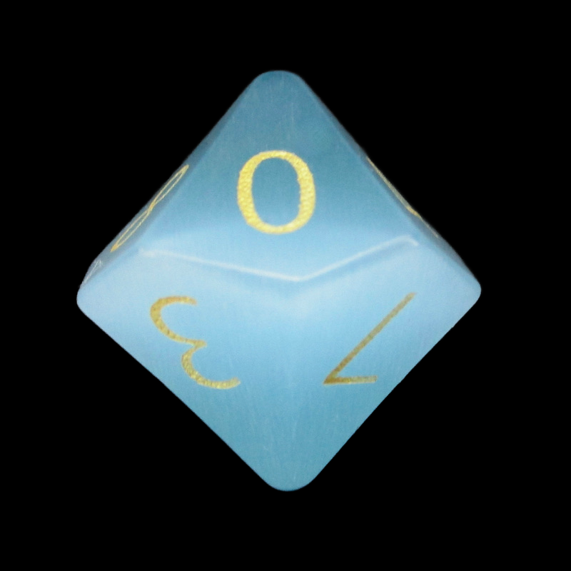 TDSO Cats Eye Glass Mint Blue & Gold D10 Dice