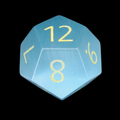 TDSO Cats Eye Glass Mint Blue & Gold D12 Dice