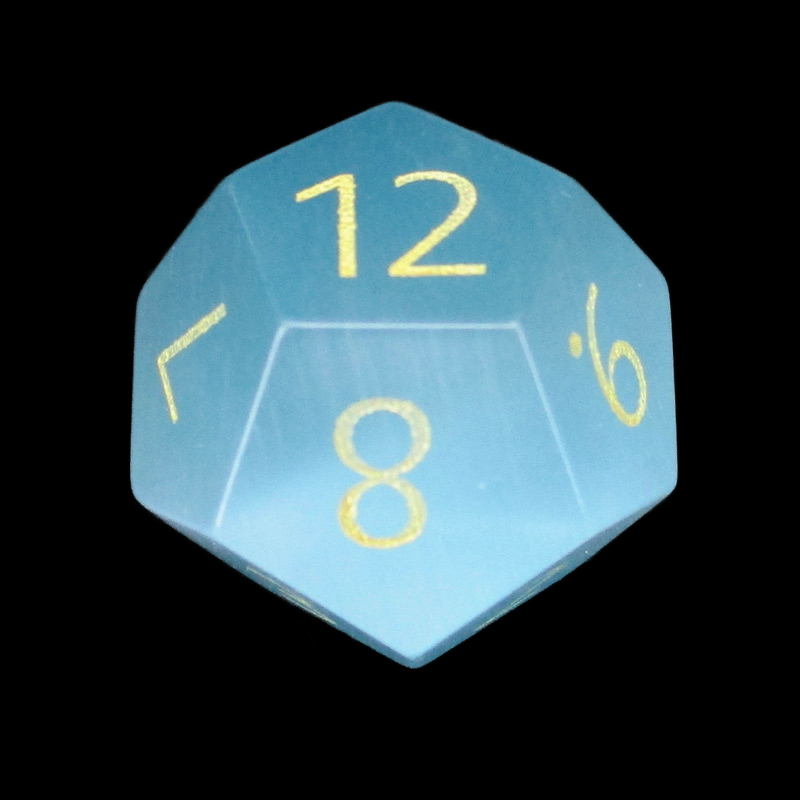 TDSO Cats Eye Glass Mint Blue & Gold D12 Dice