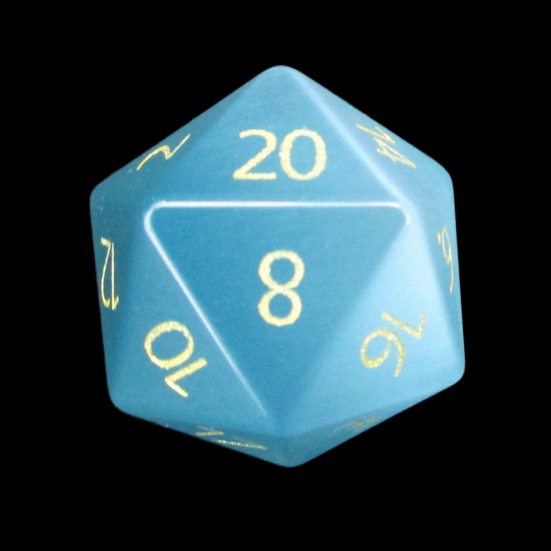 TDSO Cats Eye Glass Mint Blue & Gold D20 Dice