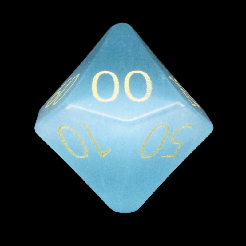 TDSO Cats Eye Glass Mint Blue & Gold Percentile Dice