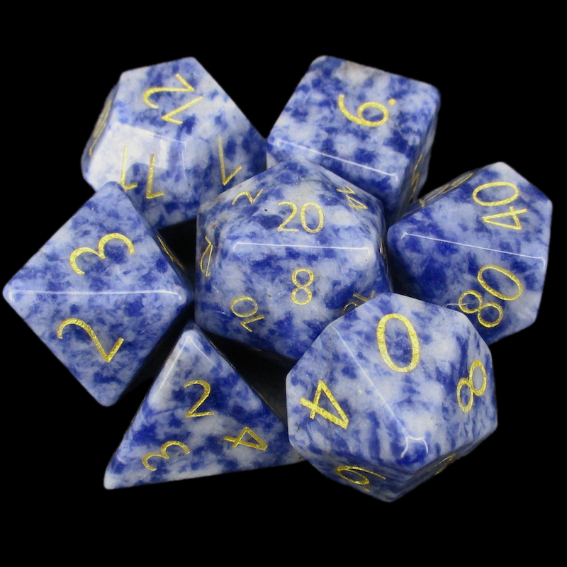 TDSO Gemstone Sodalite Light & Gold 7 Dice Polyset