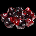 TDSO Duel Black & Red With White 10 x D10 Dice Set