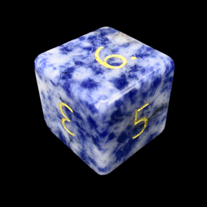 TDSO Gemstone Sodalite Light & Gold D6 Dice