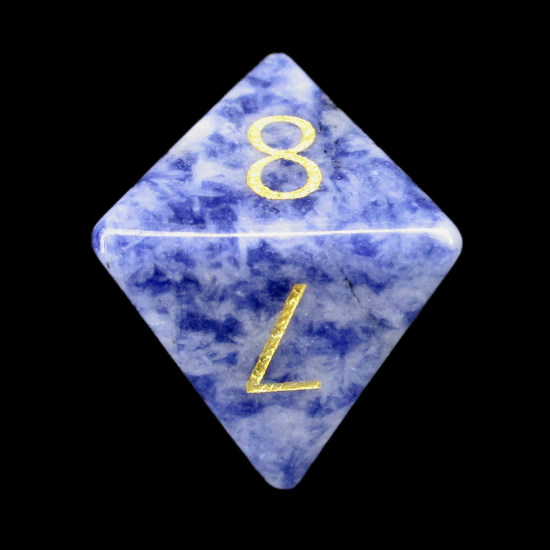 TDSO Gemstone Sodalite Light & Gold D8 Dice